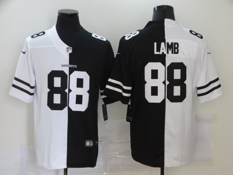 Men's Dallas Cowboys #88 CeeDee Lamb Black White Split 2020 Stitched Jersey